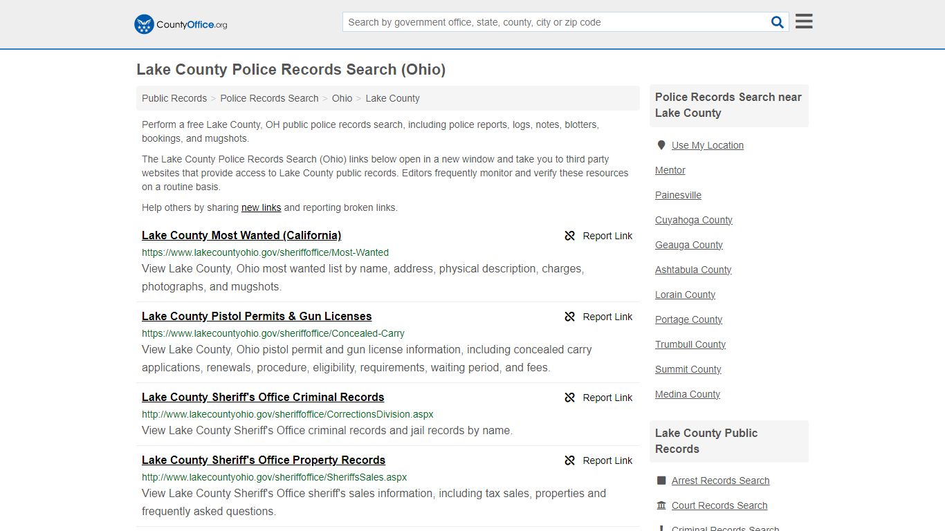 Police Records Search - Lake County, OH (Accidents & Arrest Records)